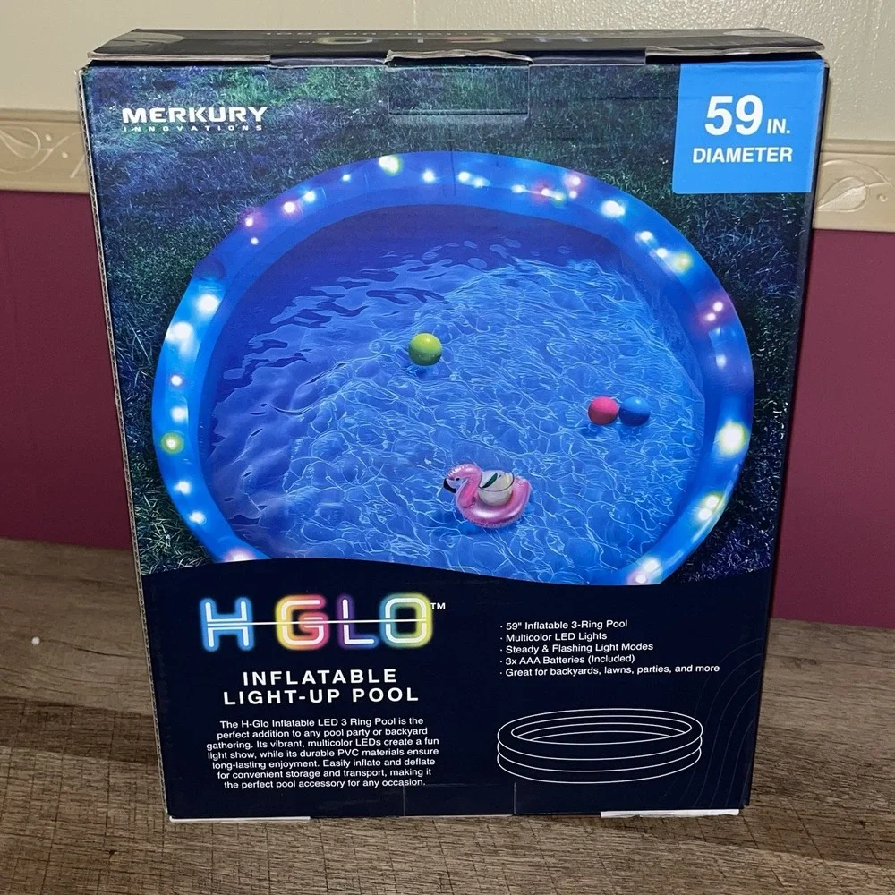HGLO Inflatable LED Triple Ring Pool, 59